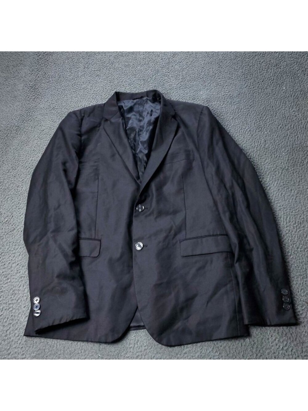 Frank & Oak Bernard Blazer Mens 42 Wool Black Suit Jacket Button Formal
